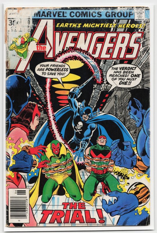 The Avengers #160 (Marvel Comics, 1977), raw, ungraded comic book — front cover