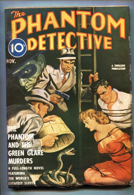 Phantom Detective-Nov 1940-snake Torture Cover-Rare Pulp Magazine (1940), raw, ungraded comic book — front cover