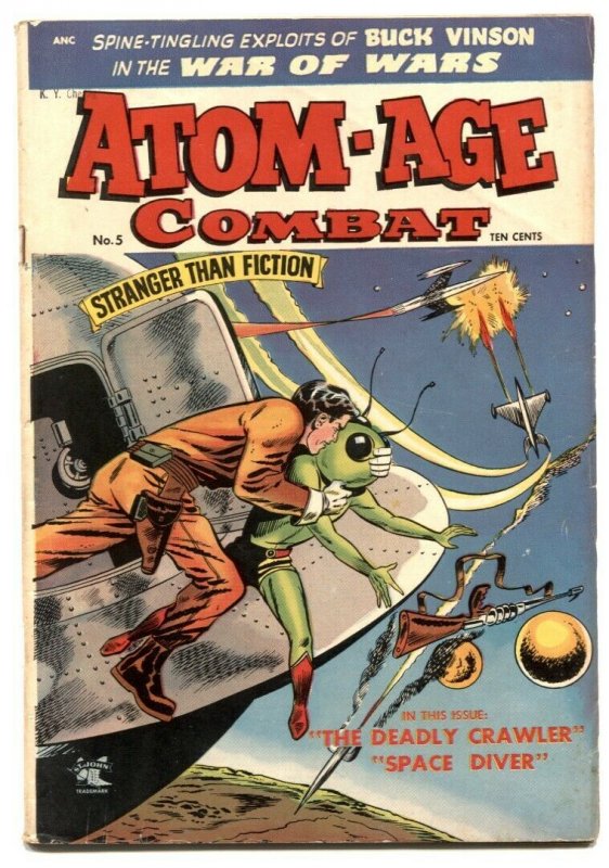 Atom-Age Combat #5 (St. John Publications, 1953), raw comic book in FN condition — front cover