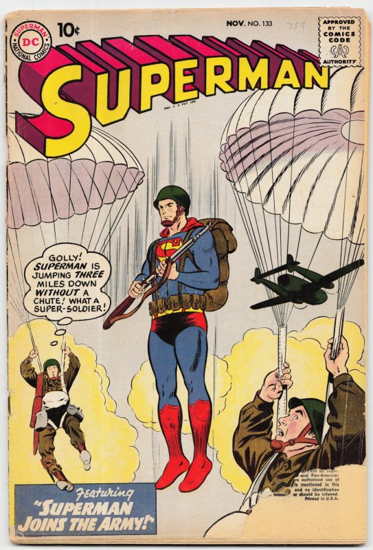 Superman #133 (DC Comics, 1959), raw, ungraded comic book — front cover