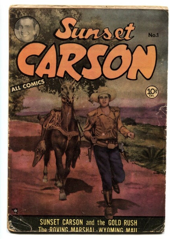 Sunset Carson #1 (1951), raw, ungraded comic book — front cover