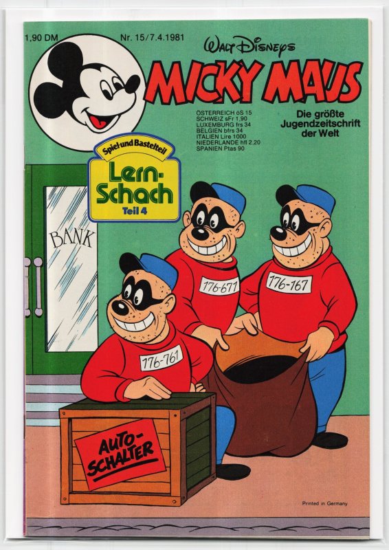 Micky Maus #15 (1981), raw, ungraded comic book — front cover