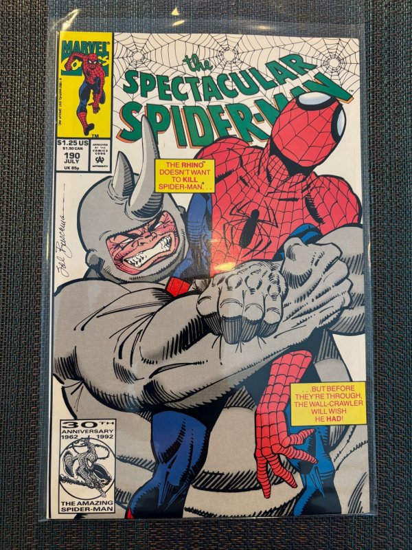 The Spectacular Spider-Man #190 (Marvel Comics, 1992), raw, ungraded comic book — front cover