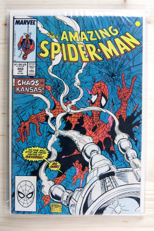 The Amazing Spider-Man #302 (Marvel Comics, 1988), raw comic book in VF 8.0 condition — front cover