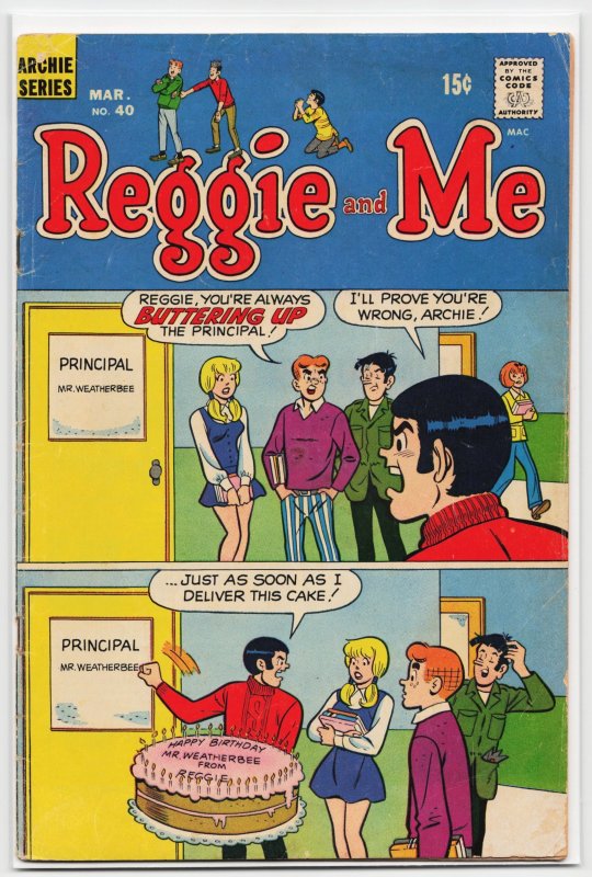 Reggie and Me #40 (1970), raw, ungraded comic book — front cover