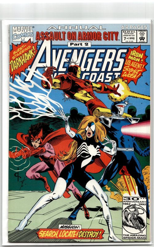 West Coast Avengers Annual #7 (1992), raw, ungraded comic book — front cover