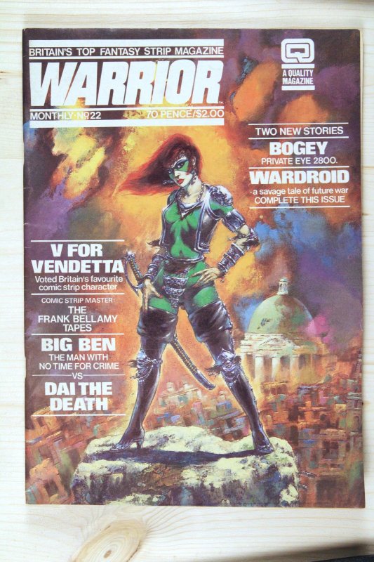 Warrior #22 (1984), raw comic book in FN/VF 7.0 condition — front cover