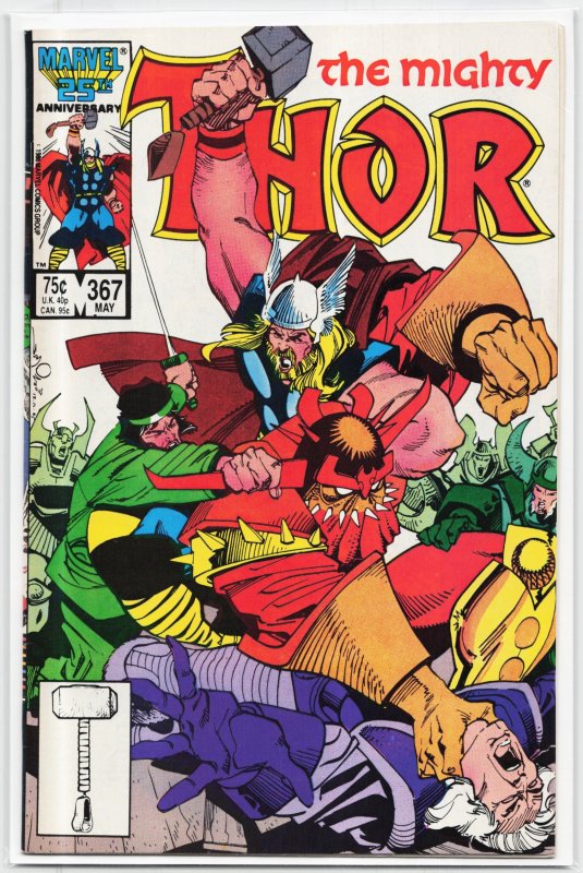 Thor #367 (Marvel Comics, 1986), raw, ungraded comic book — front cover