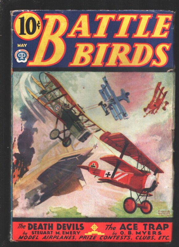 Battle Birds 4/1933-Frederick Blakeslee Bi-plane Battle Cover-Smoke Wade-avia..., raw, ungraded comic book — front cover