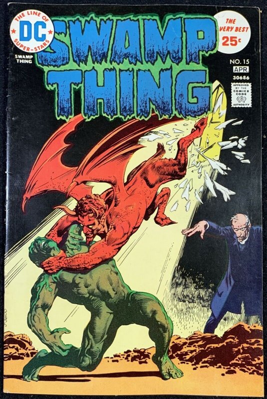 Swamp Thing #15 (DC Comics, 1972), raw comic book in FN 6.0 condition — front cover