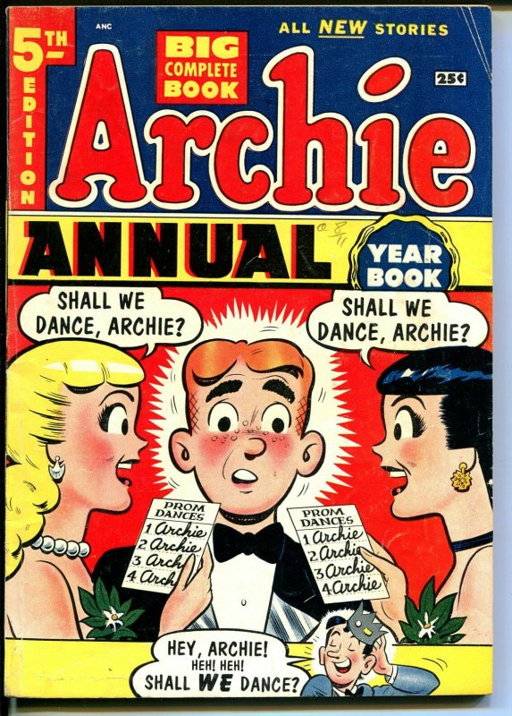 Archie Annual #5 (1953), raw comic book in VG+ condition — front cover