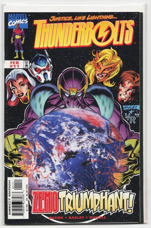 Thunderbolts #11 (Marvel Comics, 1998), raw, ungraded comic book — front cover