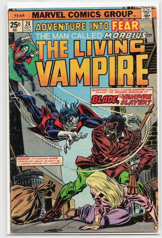 Fear #24 (Marvel Comics, 1974), raw, ungraded comic book — front cover