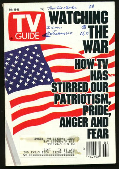 Mag: TV Guide 02/16/1991-Watching War/s Hussein/murphy Brown G, raw, ungraded comic book — front cover