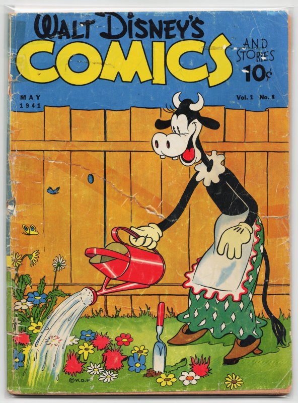 Walt Disney's Comics and Stories #8 (Dell, 1941), raw, ungraded comic book — front cover