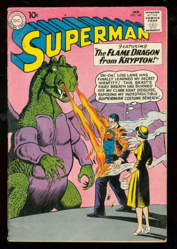 Superman #142 (DC Comics, 1961), raw comic book in VG condition — front cover
