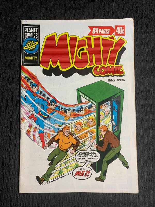 Vintage Mighty Comic Planet Comics #115, raw comic book in VG 4.0 condition — front cover