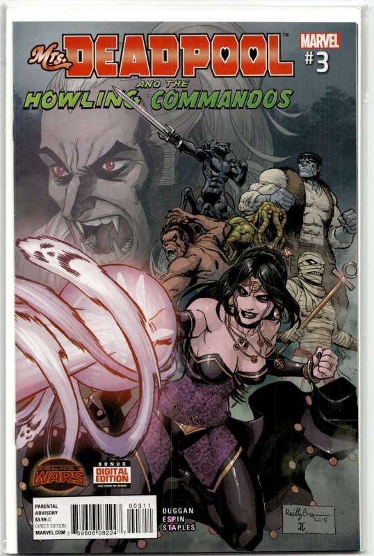 Mrs. Deadpool and the Howling Commandos #3 (Marvel Comics, 2015), raw, ungraded comic book — front cover