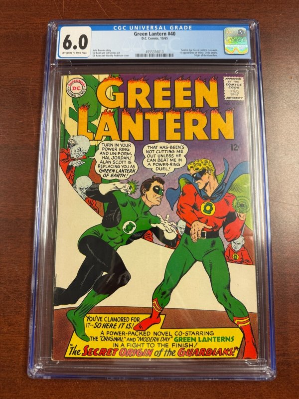 Green Lantern #40 (DC Comics), CGC 6.0 graded comic book, Universal Blue label — front cover in its holder