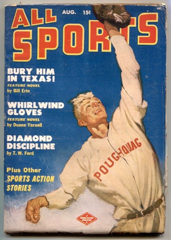 Pulp: All Sports Pulp August 1950- Baseball- F/VF (1950), raw comic book in VF condition — front cover