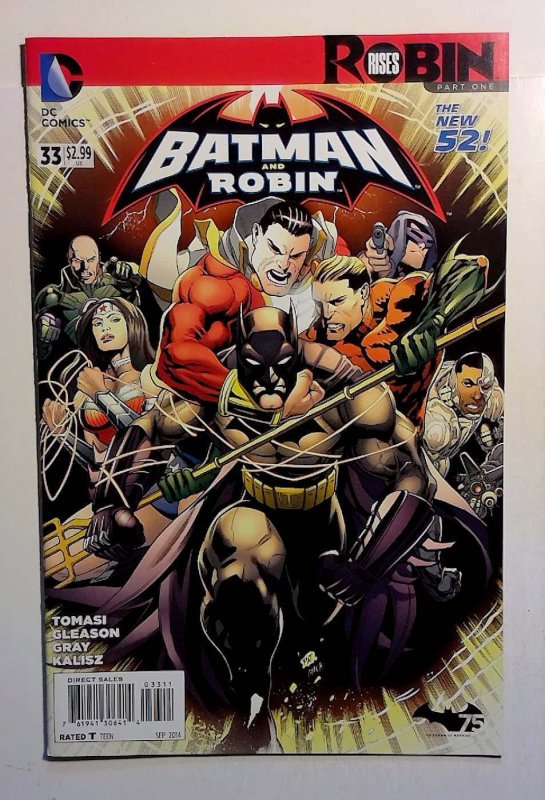 Batman and Robin #33 (DC Comics, 2014), raw comic book in NM- 9.2 condition — front cover
