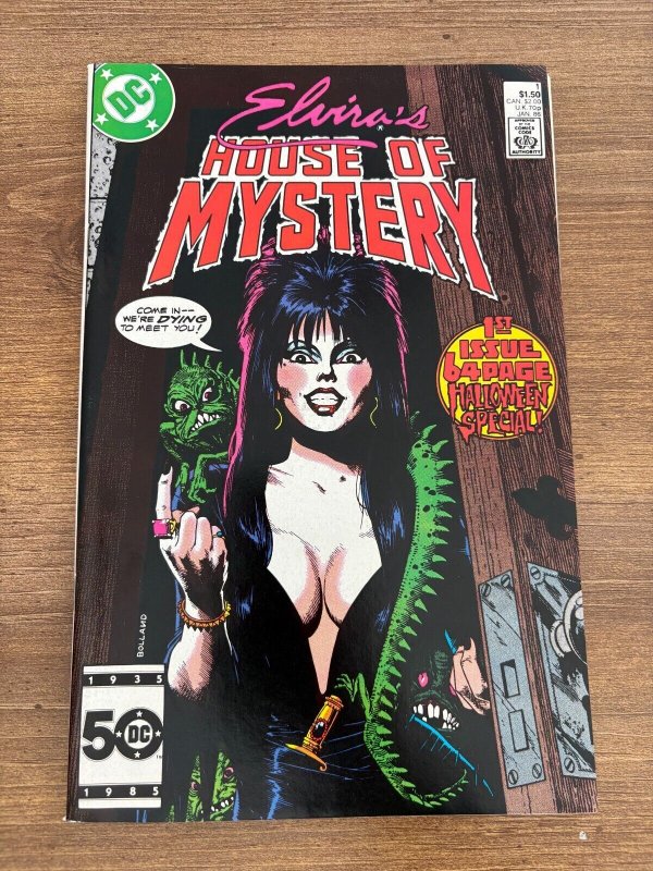 Elvira's House of Mystery #1 (DC Comics), raw comic book in NM condition — front cover