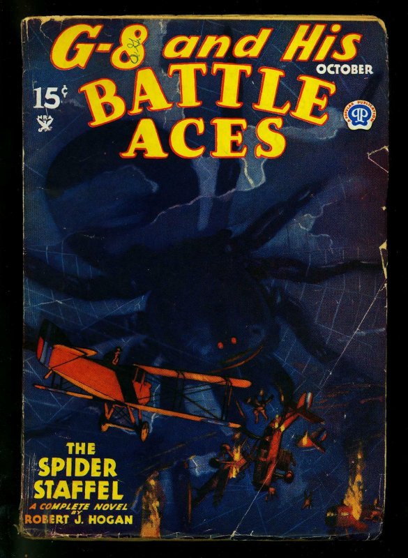 G-8 and His Battle Aces Pulp October 1934- Spider Staffel- VG (Popular Publications, 1934), raw comic book in VG condition — front cover