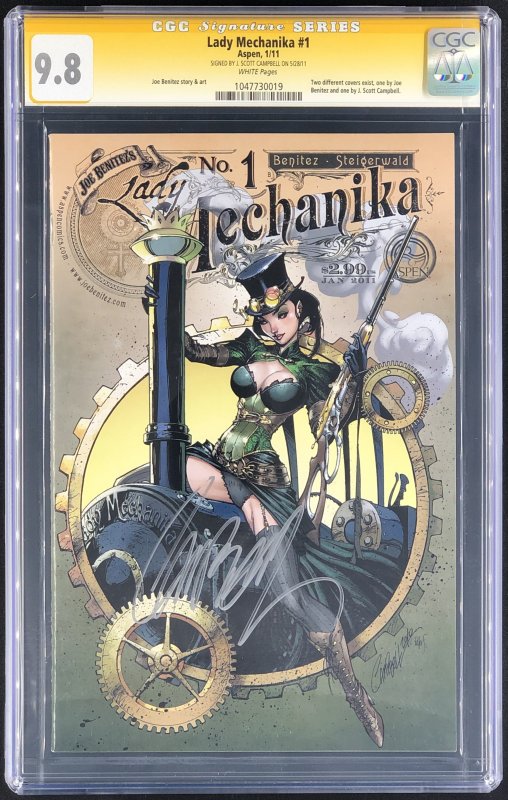 Lady Mechanika #1, CGC 9.8 graded comic book, Signature Series label — front cover in its holder