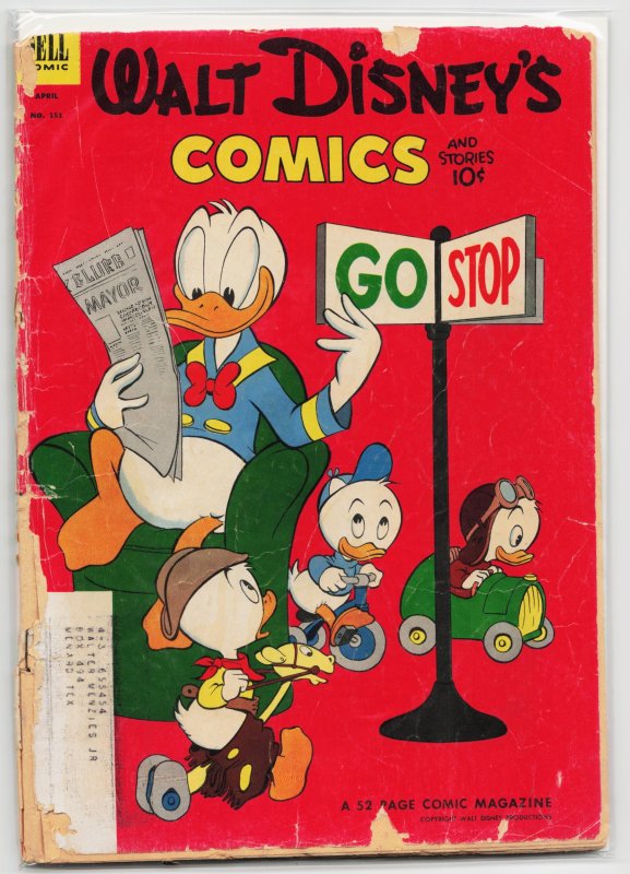 Walt Disney's Comics and Stories #151 (Dell, 1953), raw, ungraded comic book — front cover