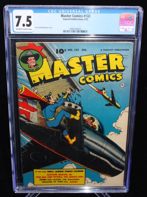 Master Comics #132 (1953), CGC 7.5 graded comic book, Universal Blue label — front cover in its holder