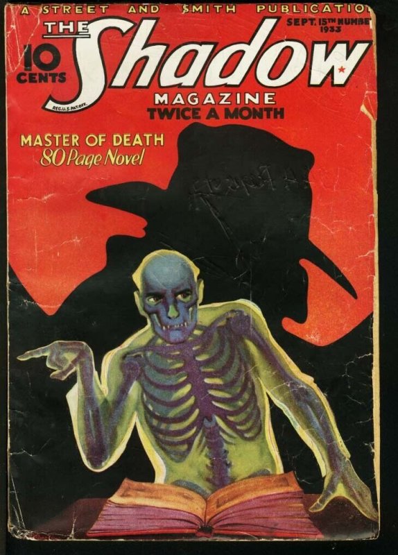 Pulp: Shadow 1933 Sep 15-Street and Smith Pulp-Rare VG (1933), raw comic book in VG condition — front cover