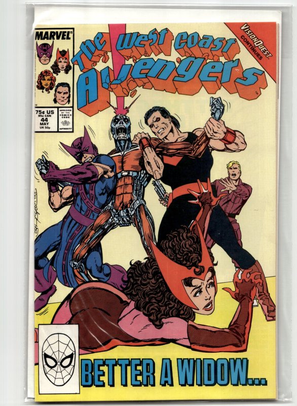 West Coast Avengers #44 (Marvel Comics, 1989), raw, ungraded comic book — front cover