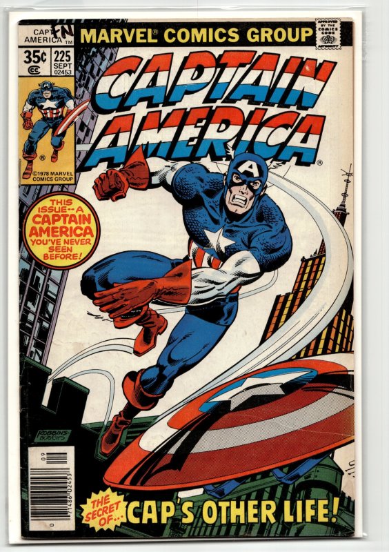 Captain America #225 (Marvel Comics, 1978), raw, ungraded comic book — front cover