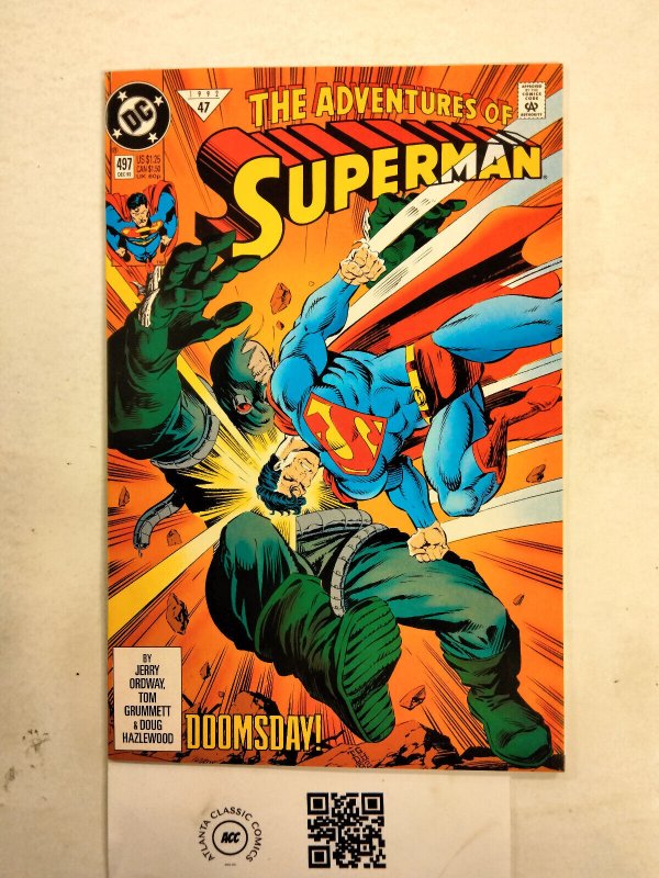 Adventures of Superman #497 (DC Comics, 1992), raw comic book in NM condition — front cover