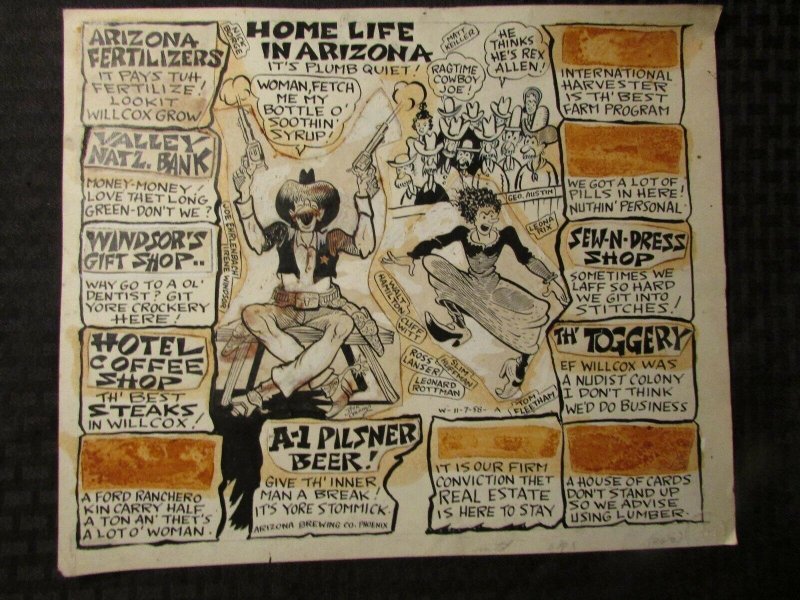 1958 Dick Calkins Sunday? Original Strip Art 12.5x11" Home Life in Arizona Gag (1958), raw, ungraded comic book — front cover