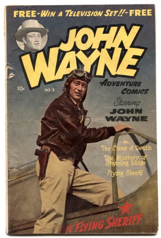 John Wayne Adventure #3 (St. John Publications, 1950), raw comic book in VG condition — front cover