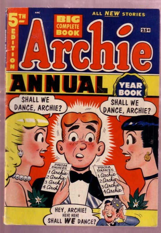 Archie Annual #5 (1953), raw comic book in FN condition — front cover