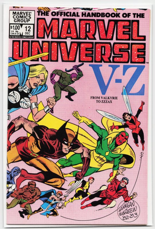 The Official Handbook of the Marvel Universe #12 (Marvel Comics, 1983), raw, ungraded comic book — front cover