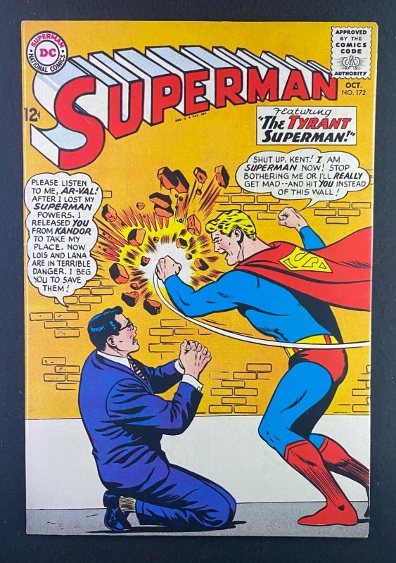 Superman #172 (DC Comics, 1939), raw comic book in FN/VF 7.0 condition — front cover