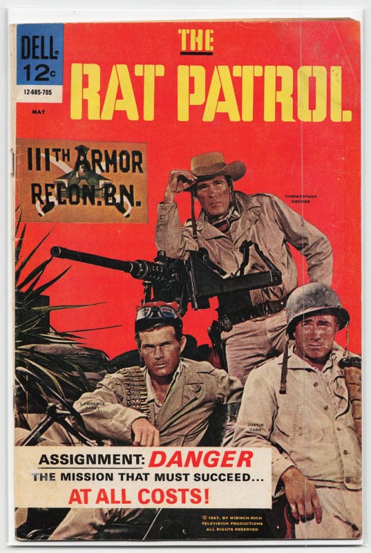 The Rat Patrol #3 (Gold Key, 1967), raw, ungraded comic book — front cover