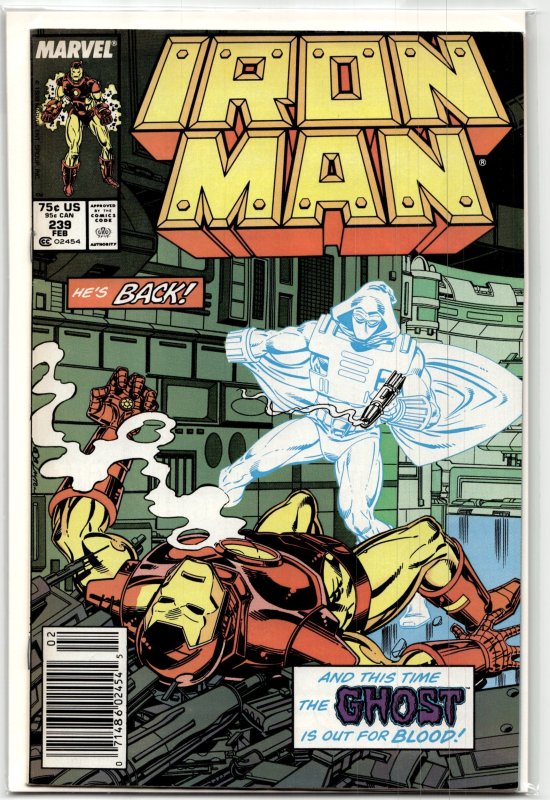Iron Man #239 (Marvel Comics, 1989), raw, ungraded comic book — front cover