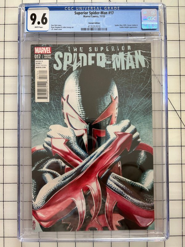 Superior Spider-Man #17 (Marvel Comics), CGC 9.6 graded comic book, Universal Blue label — front cover in its holder
