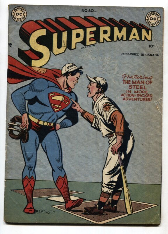 Superman #60 (DC Comics, 1949), raw, ungraded comic book — front cover