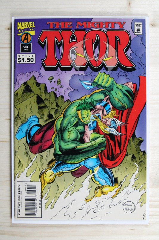 Thor #489 (Marvel Comics, 1995), raw comic book in NM- 9.2 condition — front cover