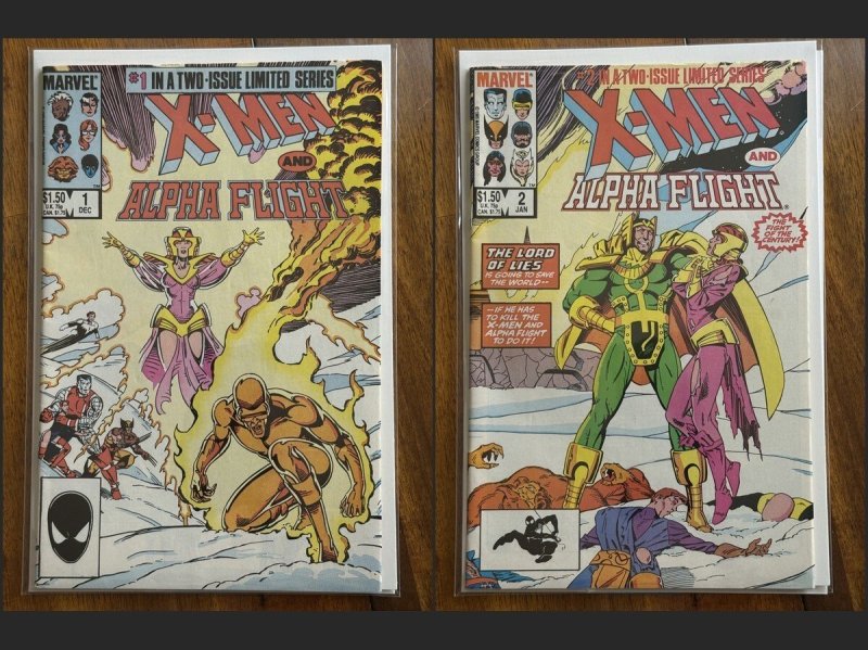 X-Men/Alpha Flight #1-2 – Marvel (1985) NM Full Series (Marvel Comics, 1985), raw comic book in NM condition — front cover