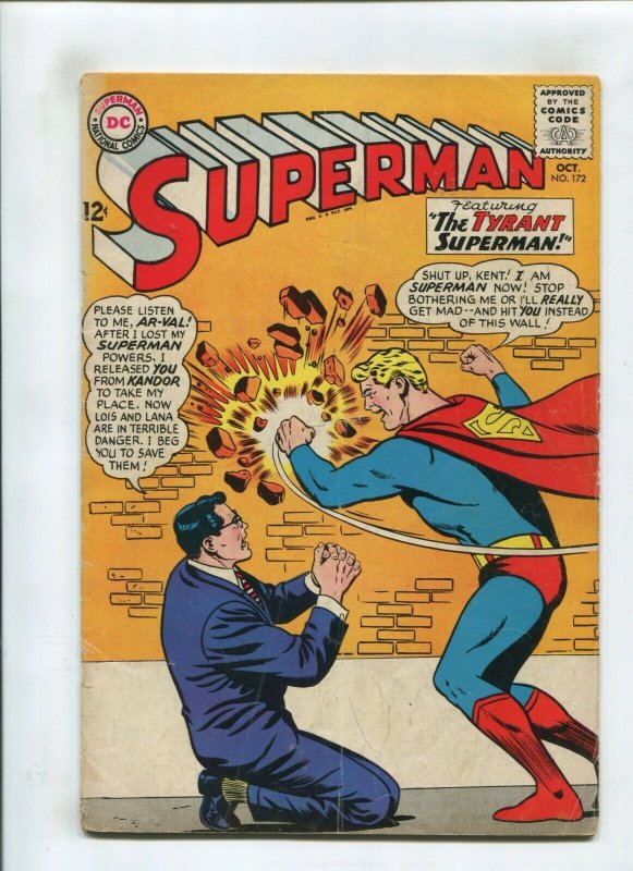 Superman #172 (DC Comics, 1964), raw comic book in 5.0 condition — front cover