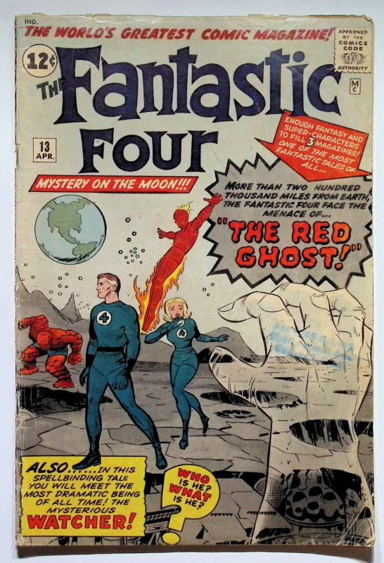 Fantastic Four #13 (Marvel Comics, 1963), raw, ungraded comic book — front cover