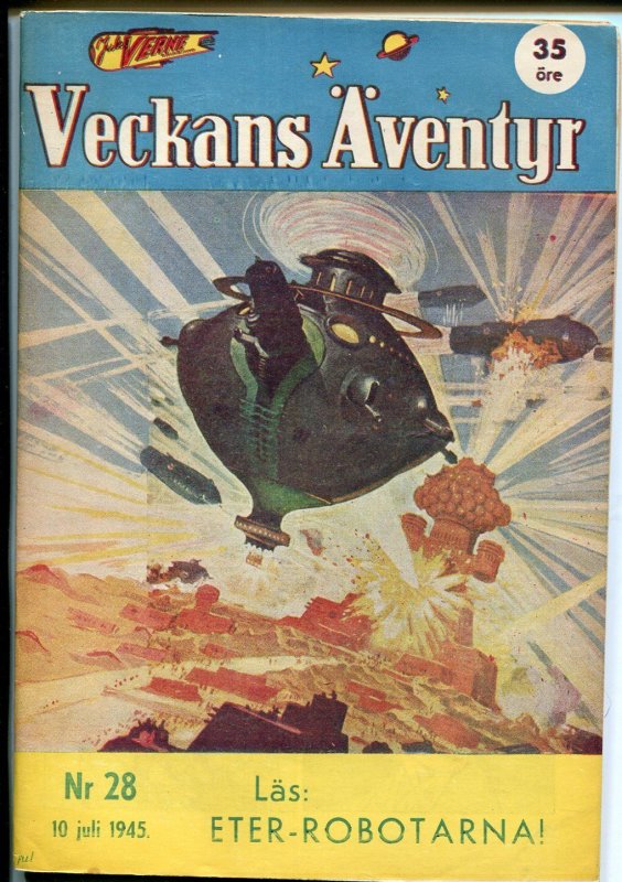 Jules Verne Veckans Aventyr Vol.6 #28 (1945), raw comic book in VF condition — front cover