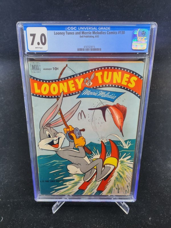 Looney Tunes & Merrie Melodies Comics #130 (1952), CGC 7.0 graded comic book, Universal Blue label — front cover in its holder