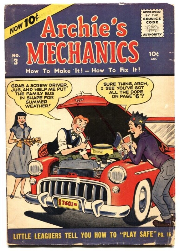 Archie's Mechanics #3 (MLJ Magazines, 1955), raw comic book in VG- condition — front cover